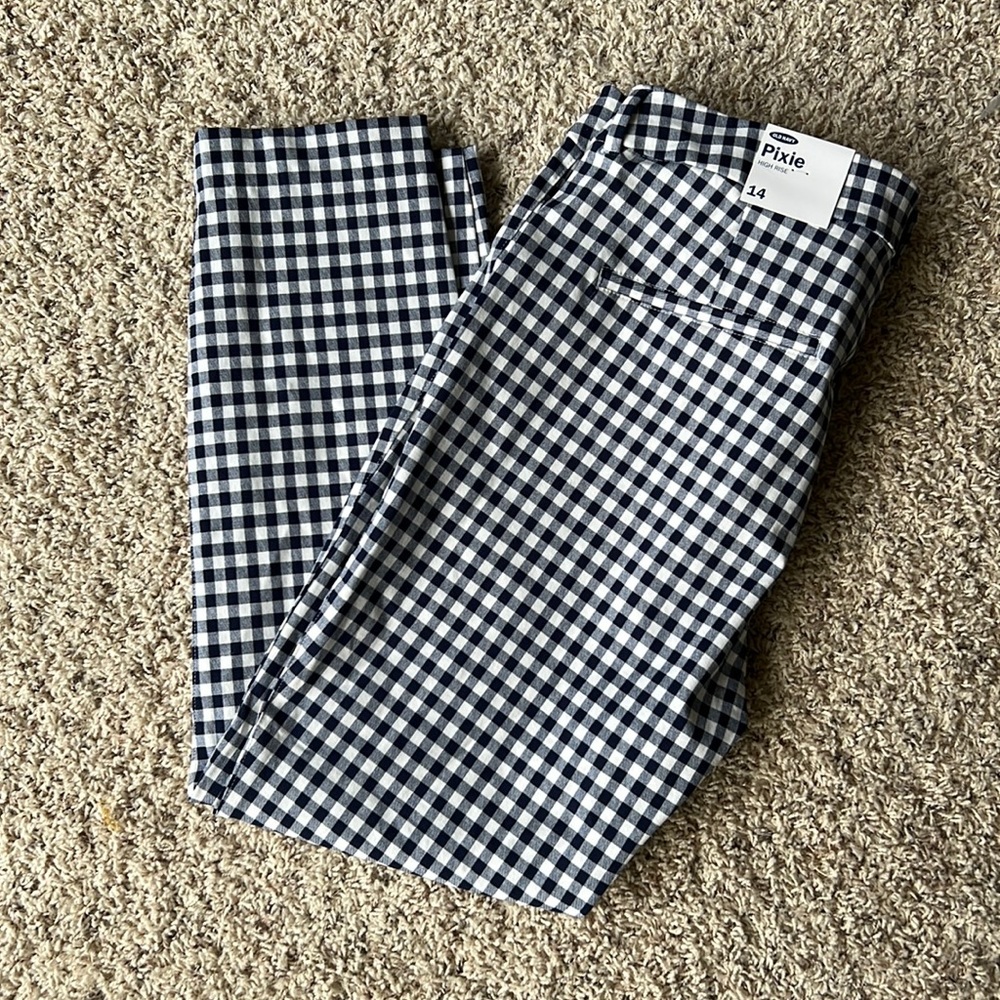 Blue and white gingham Old Navy High Rise Pixie